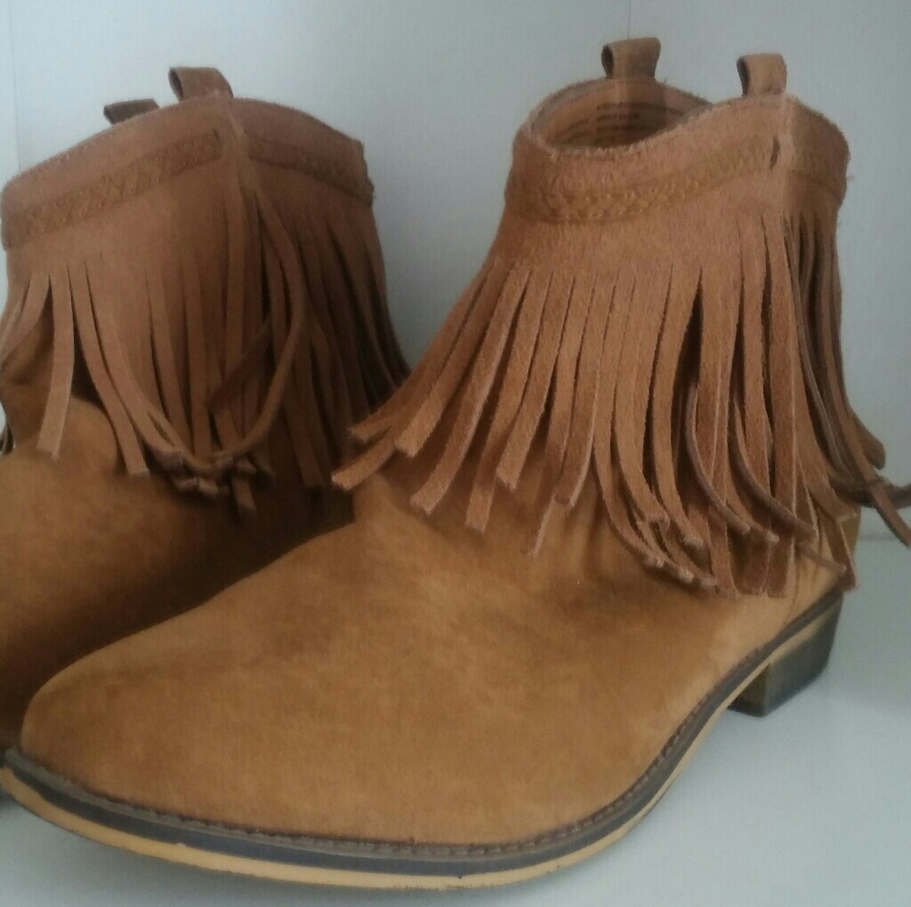 Brown Fringed Ankle Boots ( Never Worn )